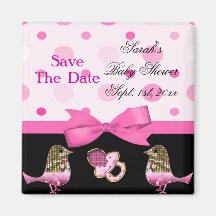 It's A Girl Baby Shower Pink & Gold Bling Fridge Magnet