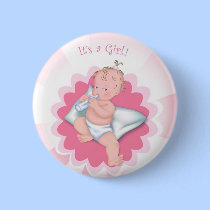 It's a Girl Baby with Bottle buttons