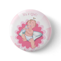 It's a Girl Baby with Bottle buttons by Lidusik It's a Girl Baby with Bottle buttons
