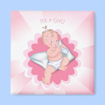 It's a Girl Baby with Bottle magnets