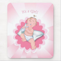It's a Girl Baby with Bottle mousepads