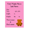 It's A Girl! - birth announcement template business cards