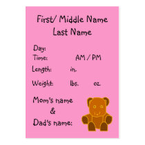 It's A Girl! - birth announcement template business cards by Horseshoes3 It's A Girl! - birth announcement template business cards