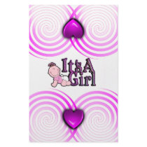 It's A Girl Checked Text w/Baby Candy Bar Wrapper Stationery Design