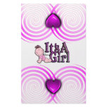 It's A Girl Checked Text w/Baby Candy Bar Wrapper Stationery Design