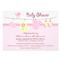 It's a Girl! Clothesline Baby Shower Invitation