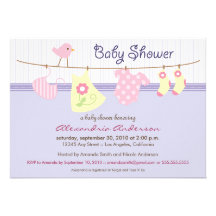 It's a Girl! Clothesline Baby Shower Invitation