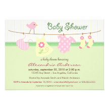 It's a Girl! Clothesline Baby Shower Invitation
