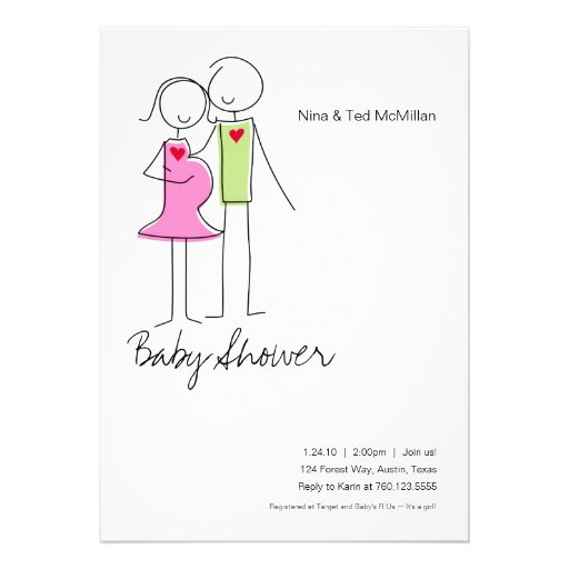 It's a Girl, Coed Baby Shower Invitations, 5x7 (front side)
