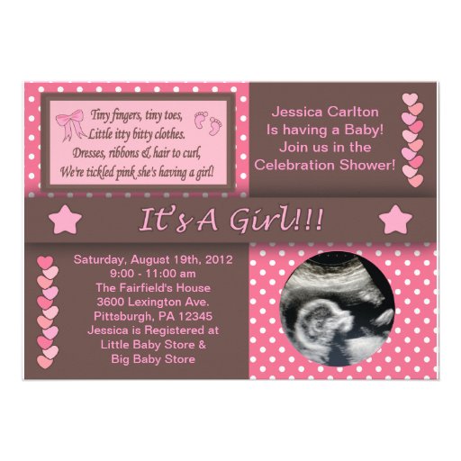 It's A Girl Custom Announcement (front side)