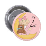 It's A Girl - Cute Baby Cartoon Pinback Button