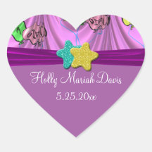 It's A Girl Draped Balloons Heart Date Heart Sticker