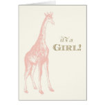 It's a Girl! Giraffe Note Card cards