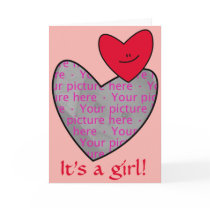 It's a girl! Heart Photo Card cards