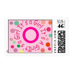 ITS A GIRL "O" PINK AND POLKA DOTS - Customized Postage Stamps