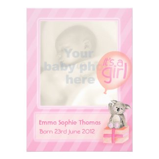 It's a girl photo newborn baby announcement card