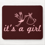 It's a Girl Pink and Brown Mouse Pad