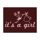 It's a Girl Pink and Brown Postcard