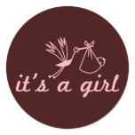 It's a Girl Pink and Brown Sticker
