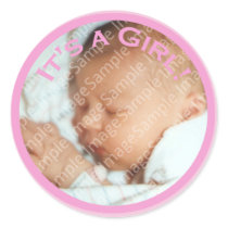 It's A Girl Pink Baby Photo Stickers stickers