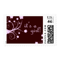 it's a girl! : pink blossoms : postage