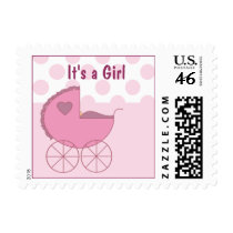 It's a Girl Pink Buggy Postage