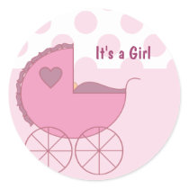 It's a Girl Pink Buggy Stickers