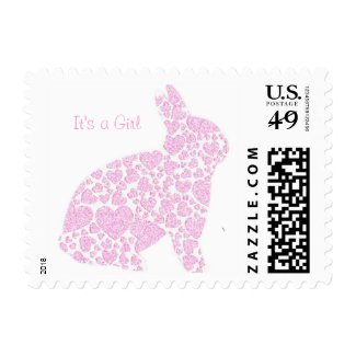 It's a Girl Pink Bunny Announcement Stamp