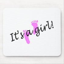 It's A Girl (Pink Feet) Mouse Mats