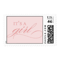 It's a Girl! Pink Postage Stamp