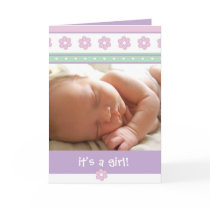 It's a Girl Pink & Purple Birth Announcement cards by cutietoots It's a Girl Pink & Purple Birth Announcement cards