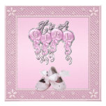 It's a Girl Pink Shoes & Balloons Baby Shower Custom Invites