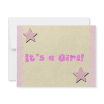 It's a Girl Pink Star Scalloped Edge Invitations
