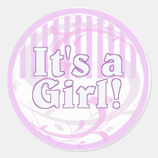 It's a Girl Pink Striped Birth Announcement