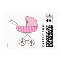 It's A Girl Pink Stroller Postage | Small
