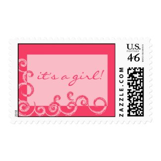 it's a girl! Pink tone-on-tone swirl stamp