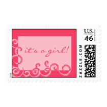 it's a girl! Pink tone-on-tone swirl postage