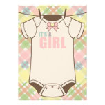 It's A Girl Plaid Baby Shower Invitations invitations
