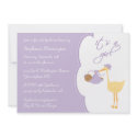 It's a girl purple stork baby shower invitation invitation