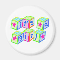 It's a Girl! - Round Magnet magnets