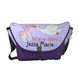 It's A Girl - Stork Baby Diaper Bag Messenger Bag