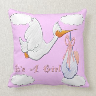 It's A Girl - Stork Keepsake Pillow