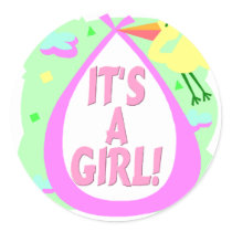 Its A Girl! (Stork) stickers by CelebrationZazzle Its A Girl! (Stork) stickers