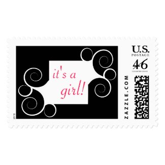 It's a girl swirl postage stamp