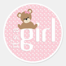It's a Girl Teddy Bear Sticker