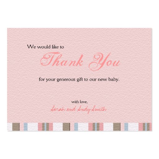 It's a Girl! Thank You Notecard Business Card Template (back side)