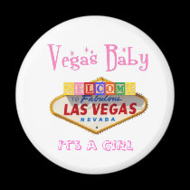 It's a GIRL Vegas Baby Magnet Announcement