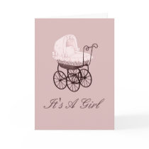 It's A Girl With Stroller Birth Announcement cards by bwmedia It's A Girl With Stroller Birth Announcement cards
