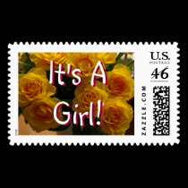It's A Girl Yellow Roses I - Customizable stamps