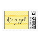 it's a girl - yellow scallop detail stamps